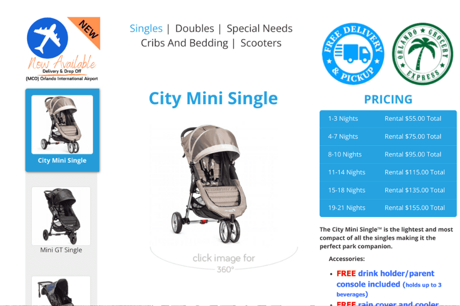 Kingdom Strollers and baby toddler items to rent