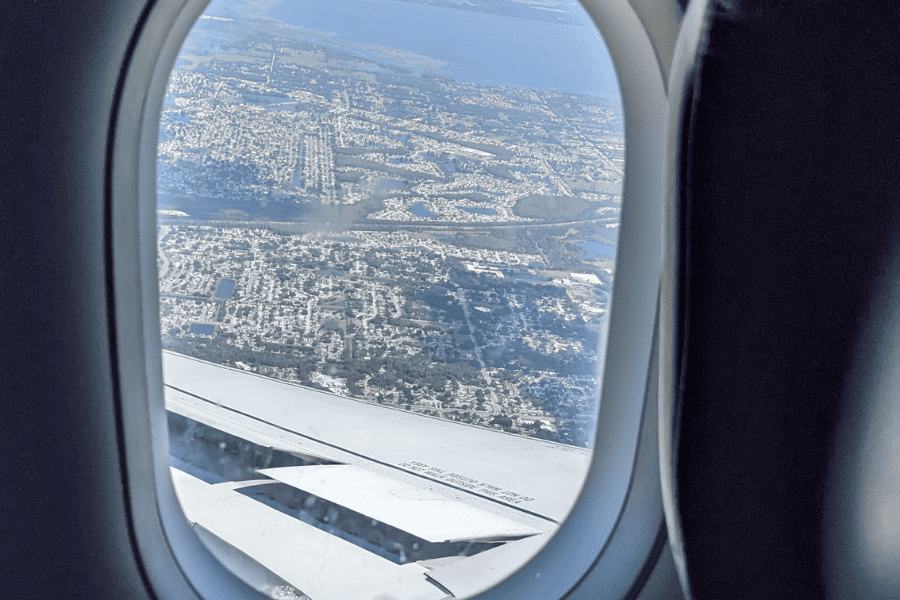 Flight to Disney window view