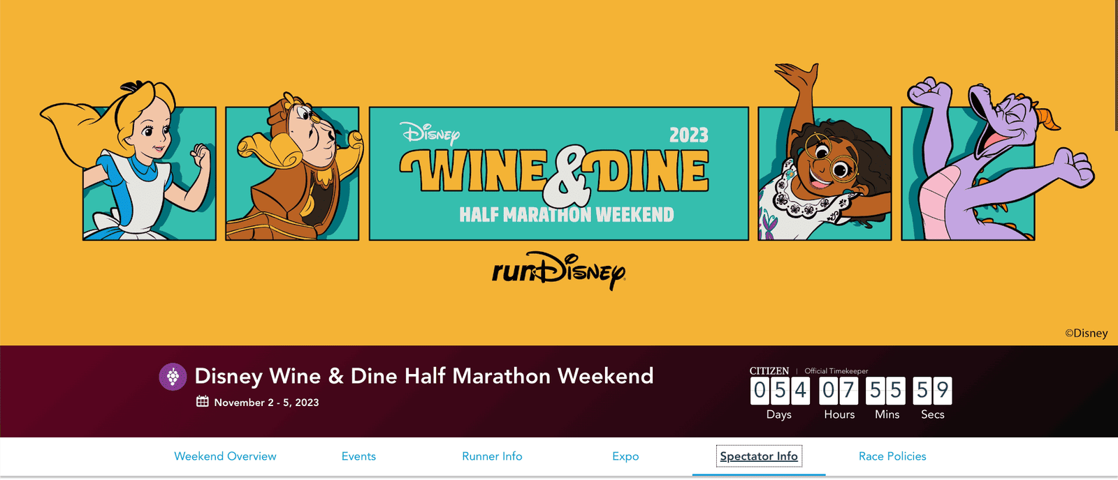 RunDisney 5K Wine and Dine Banner