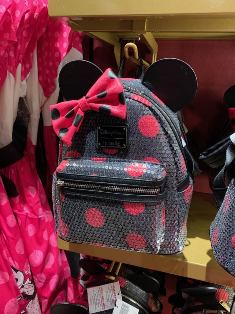 Minnie Mouse Loungefly with bow black with red polka dots