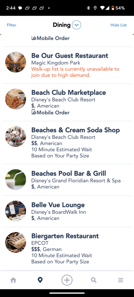 my disney experience tutorial screen dining reservations