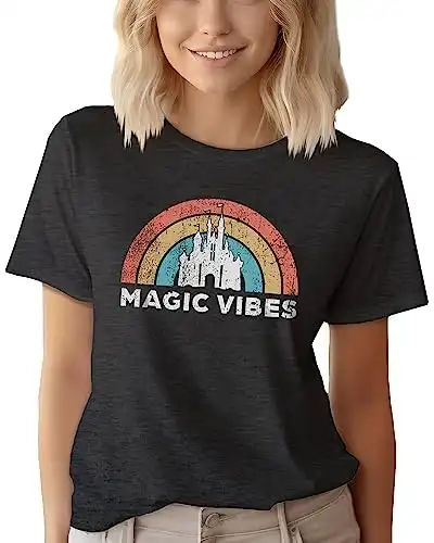 Magic Vibes Shirt | Cute Vacation Shirt for Disney | Unisex Sizing (X-Large, Dark Grey Heather)