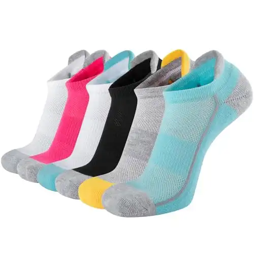 Heatuff Womens Low Cut Ankle Athletic Socks Cushioned Running Performance Breathable Tab Sock (6 Pairs)