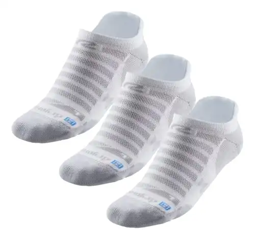 R-Gear Drymax No Show Running Socks For Men and Women, Light Cushion | Breathable, Moisture Control & Anti Blister | XL, White, 3 Pack