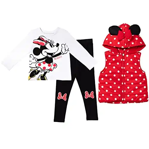 Disney Minnie Mouse Infant Baby Girls Vest Cosplay T-Shirt and Leggings 3 Piece Outfit Set 18 Months