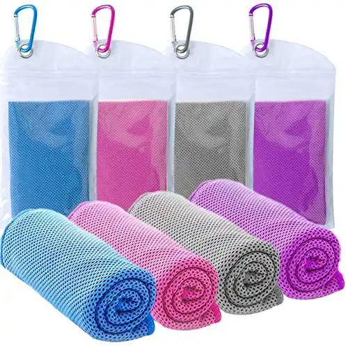 TowelTouch Cooling Towel Workout, Gym, Fitness, Golf, Yoga, Camping, Hiking, Bowling, Travel, Outdoor Sports Towel for Instant Cooling Relief (4 Packs)