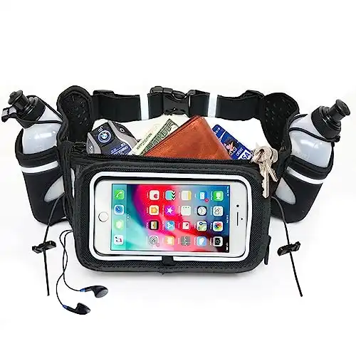 [Voted No.1 Hydration Belt] Runtasty Winners' Running Fuel Belt - Includes accessories: 2 BPA Free Water Bottles & Runners Ebook - Fits Any iPhone - w/Touchscreen cover - No Bounce Fit and mo...