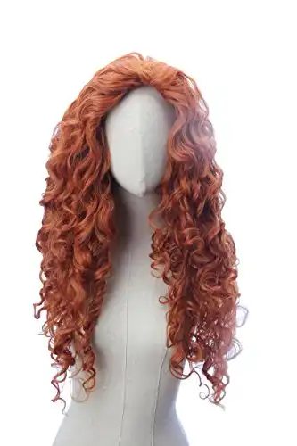 Long Copper Red Curly Wave Inspired Merida Brave Wig Heat Resistant Synthetic Hair cosplay wig