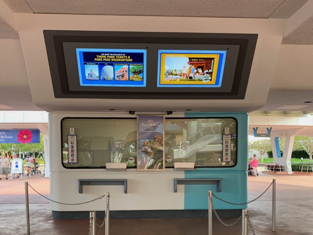 Epcot ticket window screen and Disney tickets prices