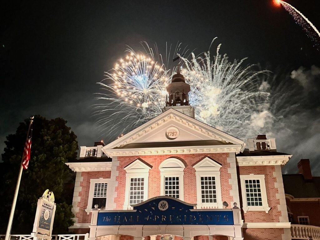 fireworks at hall of presidents magic kingdom