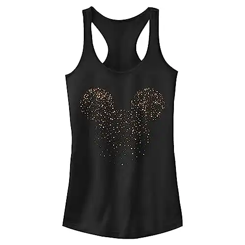 Disney womens Disney Characters Mickey Confetti Fill Slim Fit, Scoop Hem Racerback Tank T Shirt, Black, Large US