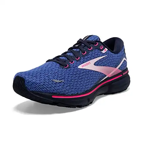 Brooks Women's Ghost 15 Neutral Running Shoe - Blue/Peacoat/Pink - 8 Medium