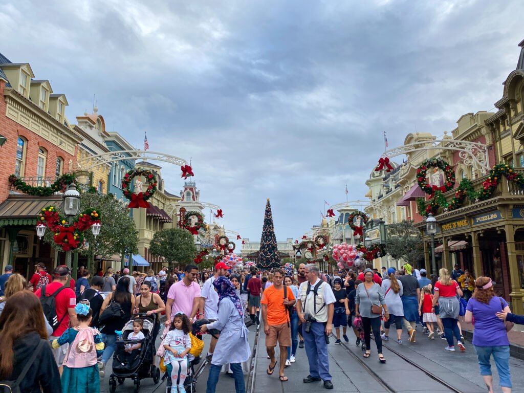 Holiday crowds at Magic Kingdom in Disney World what to wear to Disney world in november