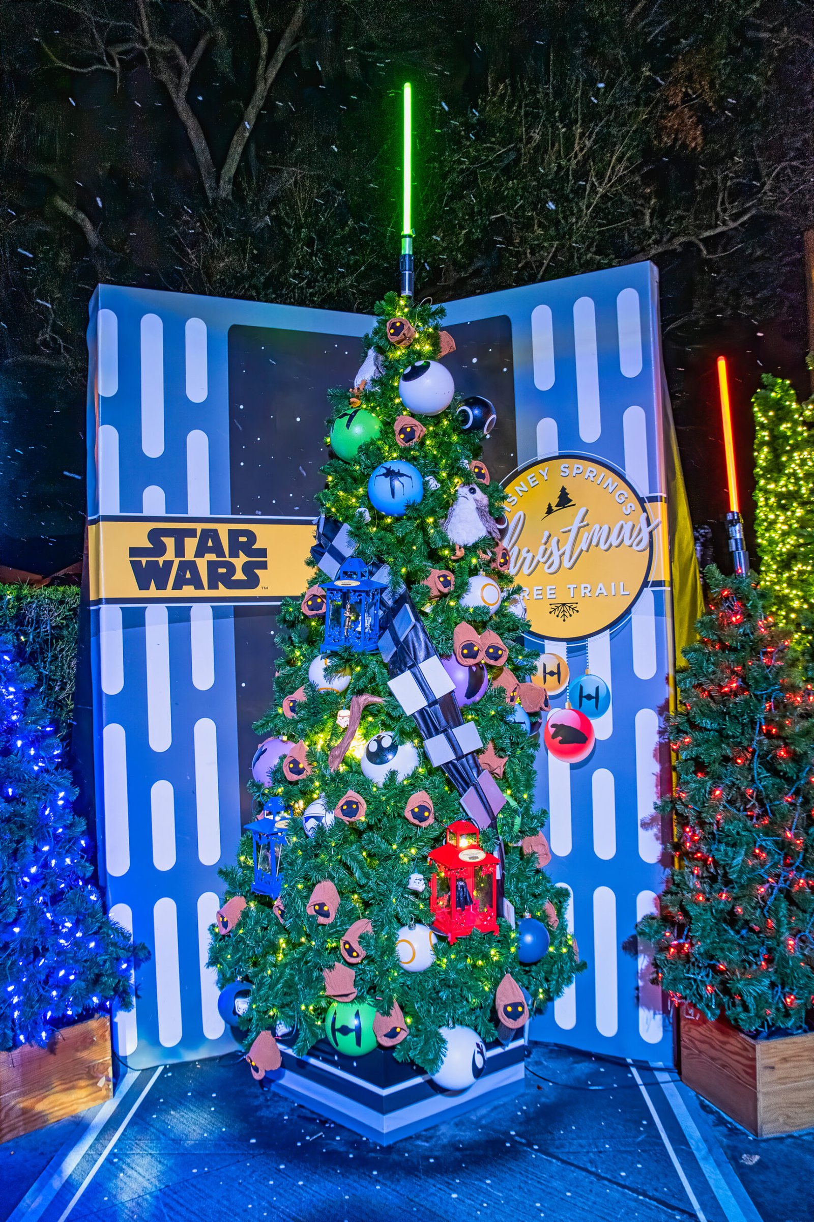 star wars Christmas tree Disney springs tree trail Disney world at christmas