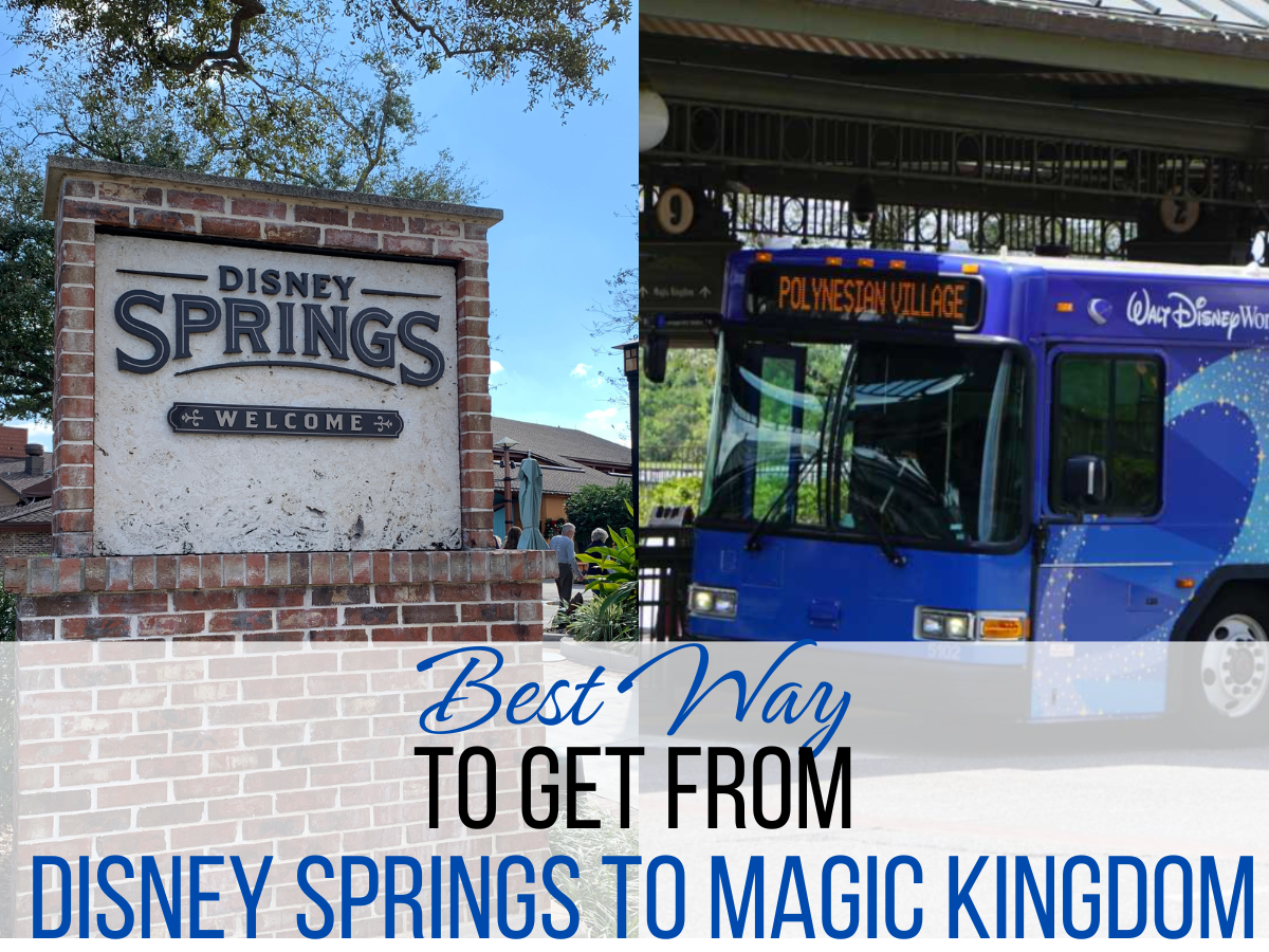 best ways to get from Disney springs to magic kingdom, Disney Bus, Disney Springs welcome sign